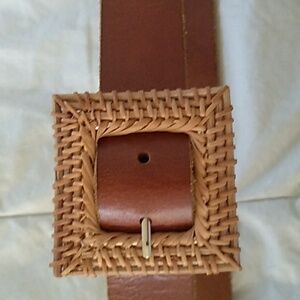Leather & Raffia buckle belt LG